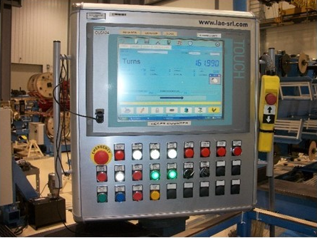 Control panel and screen for a coil winding machine.