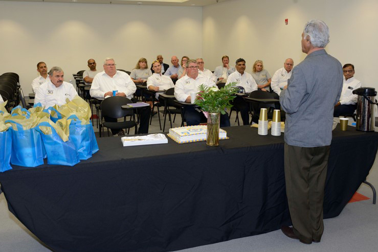 Virginia Transformer CEO, Prabhat Jain addressing management at the Rincon, Georgia manufacturing facility.