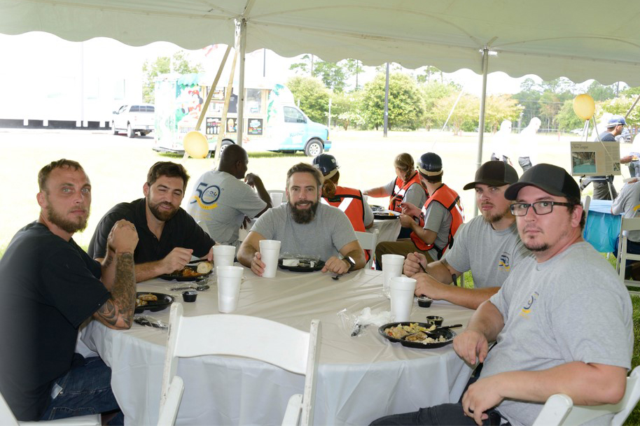 Virginia - Georgia Transformer employees eating together at the Rincon, Georgia manufacturing facility.