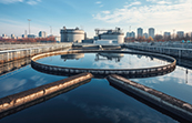 Modern urban waste water treatment plant. Generative ai.