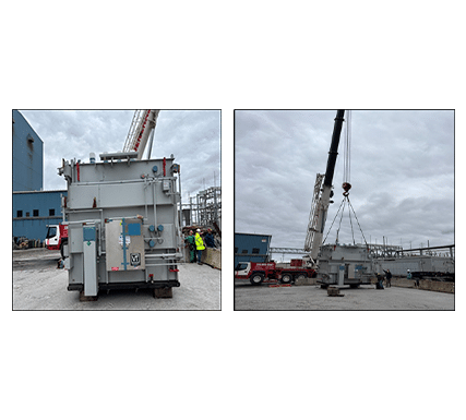 Side by side commercial transformer delivery.