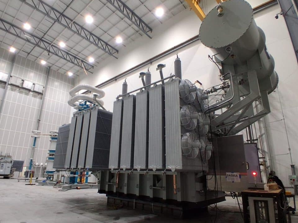 Data center power distribution transformer for Pre-run, Missouri substation.